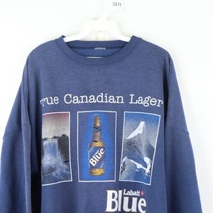 90s Mens Large Distressed Labatt Blue Sweatshirt 90s Mens Large Distressed Labatt Blue Sweatshirt